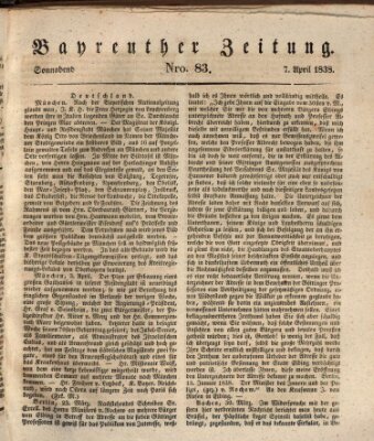 Bayreuther Zeitung Samstag 7. April 1838