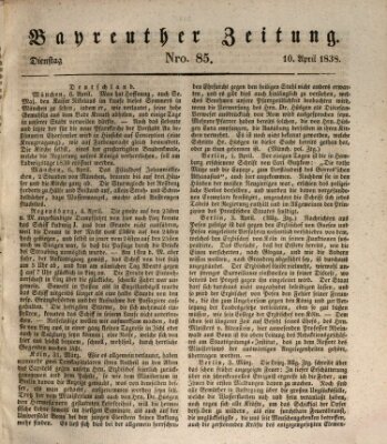 Bayreuther Zeitung Dienstag 10. April 1838