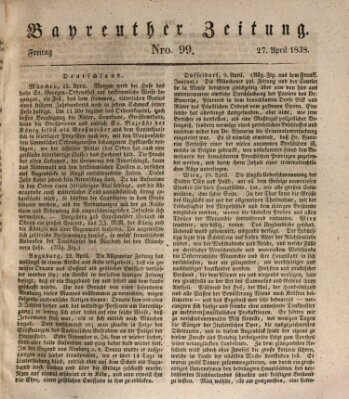 Bayreuther Zeitung Freitag 27. April 1838