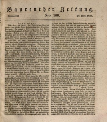 Bayreuther Zeitung Samstag 28. April 1838