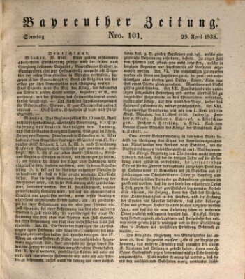 Bayreuther Zeitung Sonntag 29. April 1838