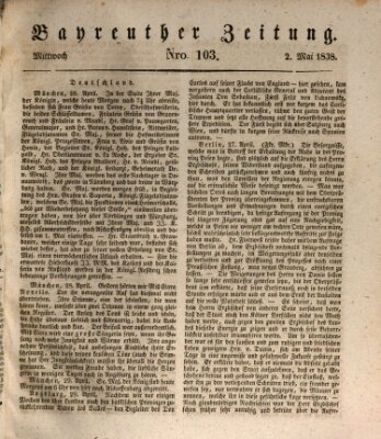 Bayreuther Zeitung Mittwoch 2. Mai 1838