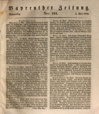 Bayreuther Zeitung Donnerstag 3. Mai 1838