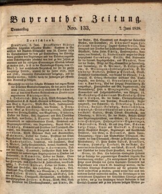 Bayreuther Zeitung Donnerstag 7. Juni 1838