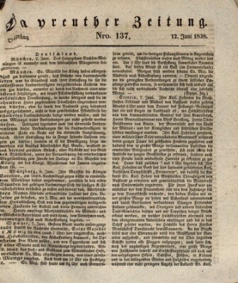 Bayreuther Zeitung Dienstag 12. Juni 1838