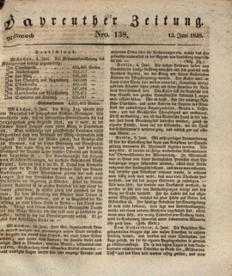 Bayreuther Zeitung Mittwoch 13. Juni 1838