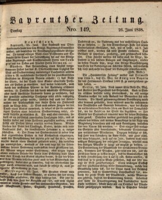 Bayreuther Zeitung Dienstag 26. Juni 1838