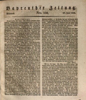 Bayreuther Zeitung Mittwoch 27. Juni 1838