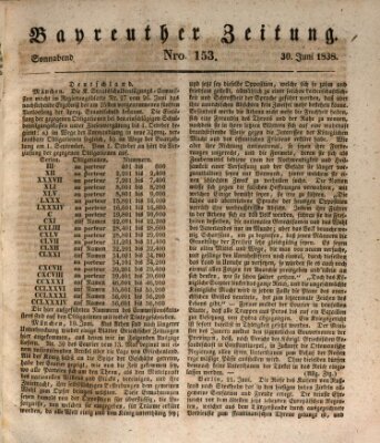 Bayreuther Zeitung Samstag 30. Juni 1838