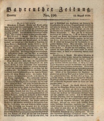 Bayreuther Zeitung Sonntag 12. August 1838