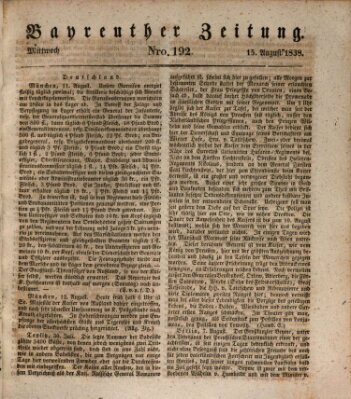 Bayreuther Zeitung Mittwoch 15. August 1838