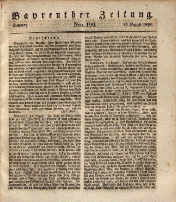 Bayreuther Zeitung Sonntag 19. August 1838