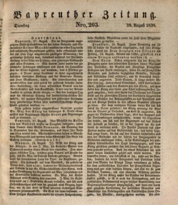 Bayreuther Zeitung Dienstag 28. August 1838