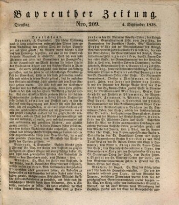 Bayreuther Zeitung Dienstag 4. September 1838