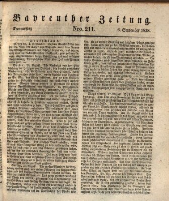 Bayreuther Zeitung Donnerstag 6. September 1838