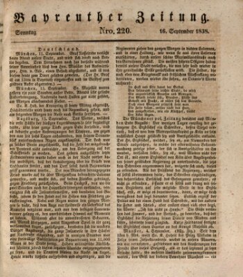 Bayreuther Zeitung Sonntag 16. September 1838