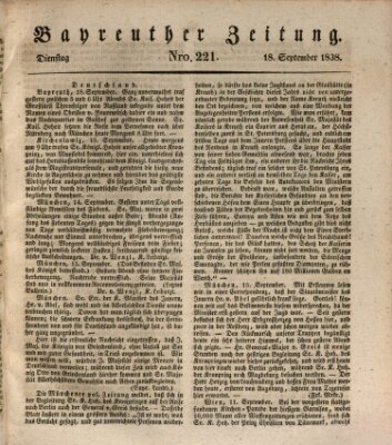 Bayreuther Zeitung Dienstag 18. September 1838