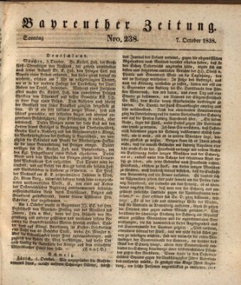 Bayreuther Zeitung Sonntag 7. Oktober 1838