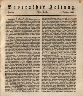 Bayreuther Zeitung Freitag 12. Oktober 1838