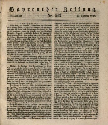 Bayreuther Zeitung Samstag 13. Oktober 1838