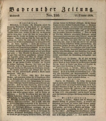 Bayreuther Zeitung Mittwoch 17. Oktober 1838