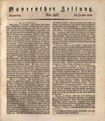 Bayreuther Zeitung Donnerstag 18. Oktober 1838