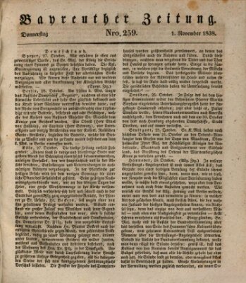 Bayreuther Zeitung Donnerstag 1. November 1838