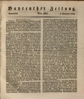 Bayreuther Zeitung Samstag 3. November 1838