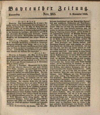 Bayreuther Zeitung Donnerstag 8. November 1838