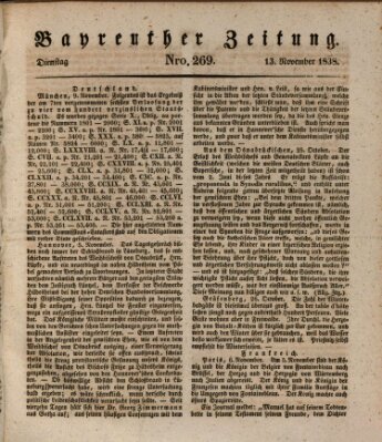 Bayreuther Zeitung Dienstag 13. November 1838