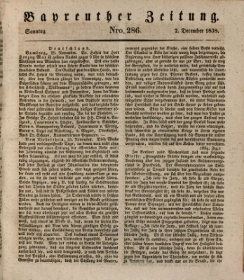 Bayreuther Zeitung Sonntag 2. Dezember 1838