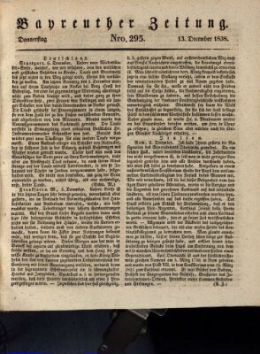 Bayreuther Zeitung Donnerstag 13. Dezember 1838