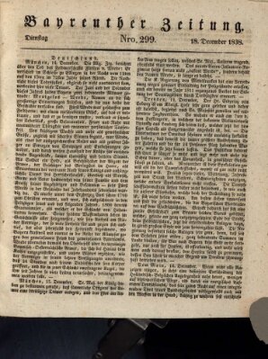 Bayreuther Zeitung Dienstag 18. Dezember 1838