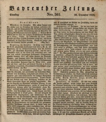 Bayreuther Zeitung Dienstag 25. Dezember 1838