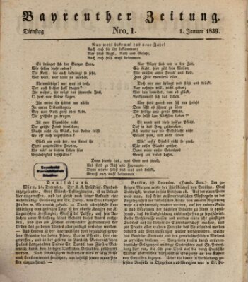 Bayreuther Zeitung Dienstag 1. Januar 1839