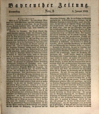 Bayreuther Zeitung Donnerstag 3. Januar 1839