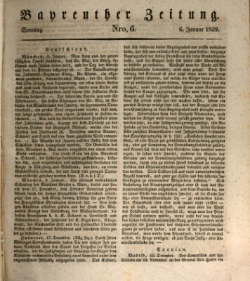 Bayreuther Zeitung Sonntag 6. Januar 1839