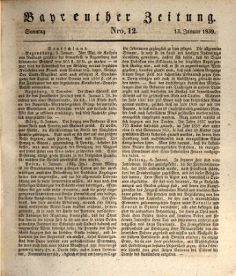 Bayreuther Zeitung Sonntag 13. Januar 1839