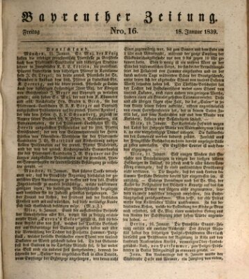 Bayreuther Zeitung Freitag 18. Januar 1839