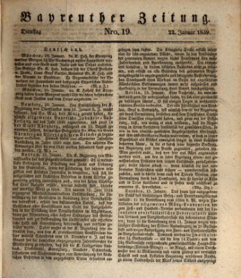 Bayreuther Zeitung Dienstag 22. Januar 1839