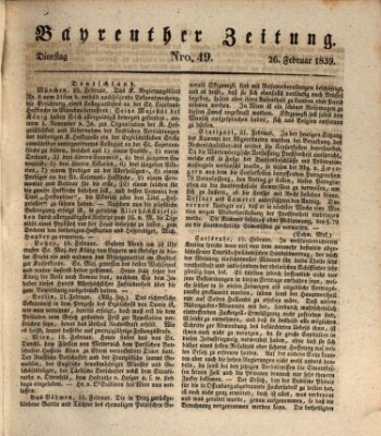 Bayreuther Zeitung Dienstag 26. Februar 1839