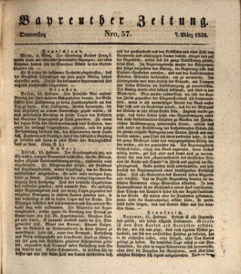 Bayreuther Zeitung Donnerstag 7. März 1839