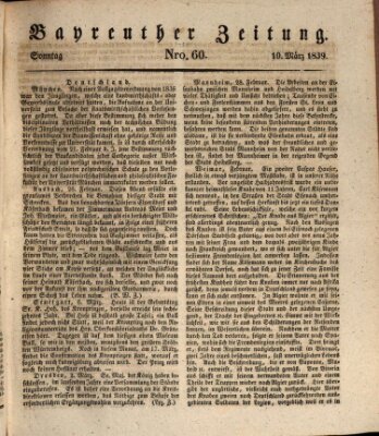 Bayreuther Zeitung Sonntag 10. März 1839