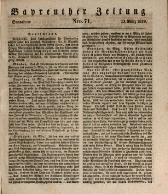 Bayreuther Zeitung Samstag 23. März 1839