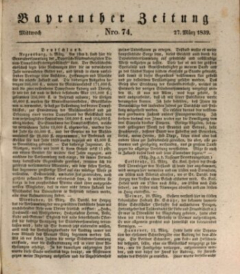 Bayreuther Zeitung Mittwoch 27. März 1839