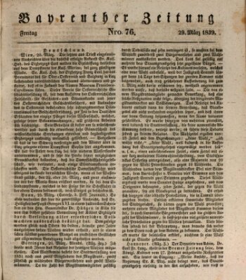 Bayreuther Zeitung Freitag 29. März 1839