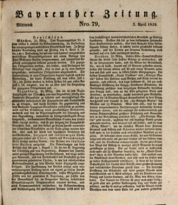 Bayreuther Zeitung Mittwoch 3. April 1839