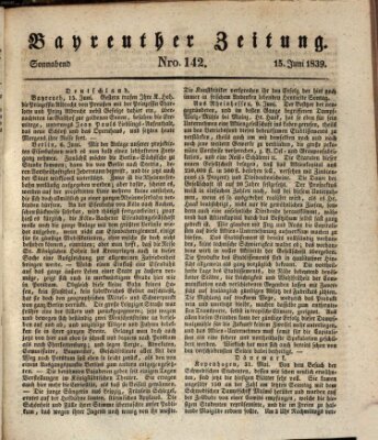 Bayreuther Zeitung Samstag 15. Juni 1839