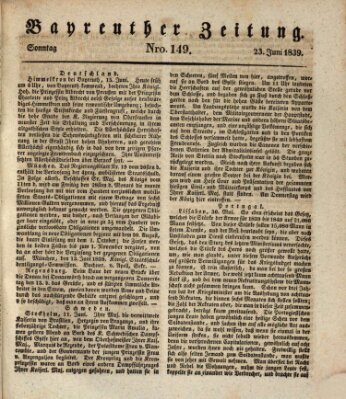 Bayreuther Zeitung Sonntag 23. Juni 1839