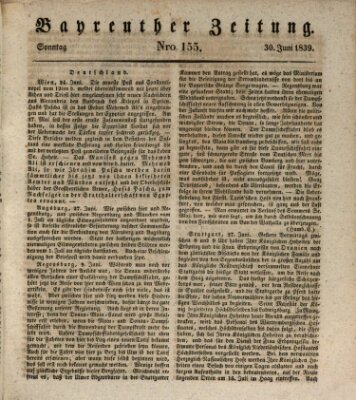 Bayreuther Zeitung Sonntag 30. Juni 1839